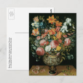barokke stilstaande bloemen in een fase briefkaart (Voorkant / Achterkant)