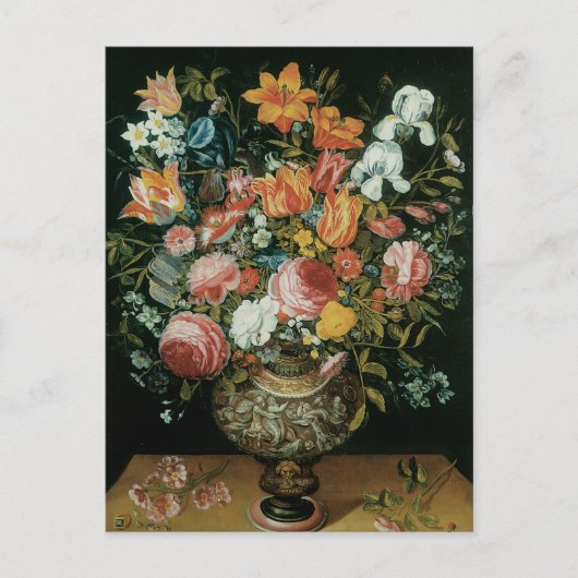 barokke stilstaande bloemen in een fase briefkaart (Voorkant)