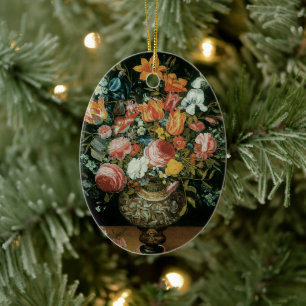 barokke stilstaande bloemen in een fase keramisch ornament