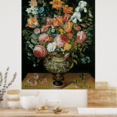 barokke stilstaande bloemen in een fase poster (Keuken)