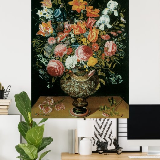  barokke stilstaande bloemen in een fase poster (Thuiskantoor)