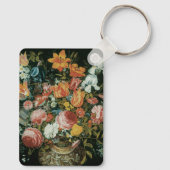 barokke stilstaande bloemen in een fase sleutelhanger (Achterkant)