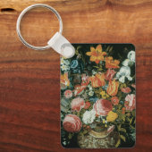 barokke stilstaande bloemen in een fase sleutelhanger (Voorkant)