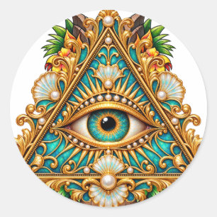 Barokke Teal Oogsticker Ronde Sticker