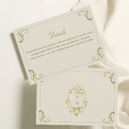 Barokke Trouwdetails met Gouden Monogram Informatiekaartje