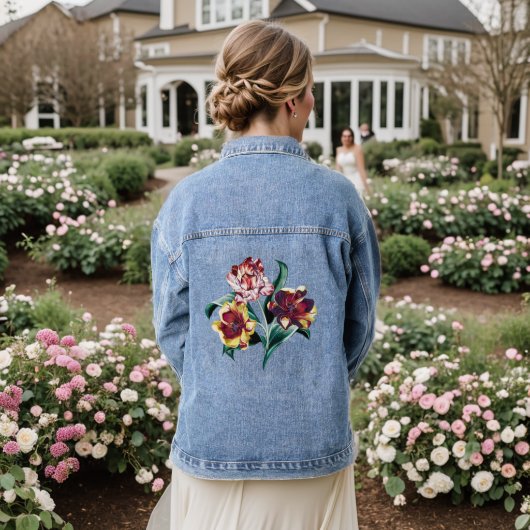 Barokke Tulp Bloemstuk Denim Jacket (Huwelijk Achterkant)