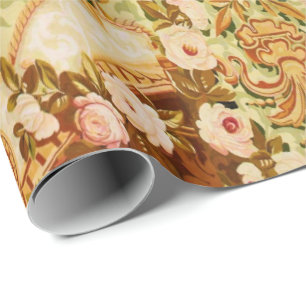 Barokke Victoriaanse bloemrozen Franse wandtapijt Cadeaupapier