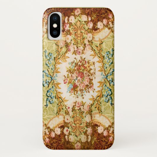 Barokke Victoriaanse bloemrozen Franse wandtapijt Case-Mate iPhone Case (Achterkant)