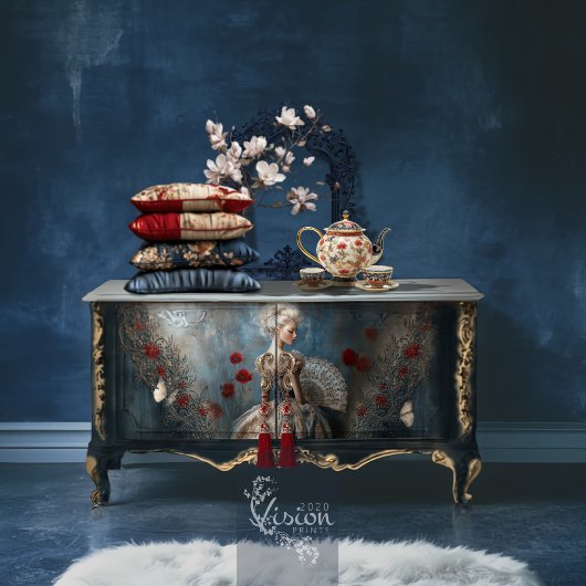 Barokke Vlinder Marine Blauw  Patina Tissuepapier