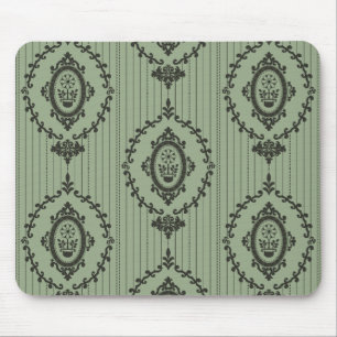 Barokke Wallpaper in Green Muismat