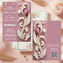 Barokke weelde Pastel Tulp Ivoor Swirl Mulberry Kaart