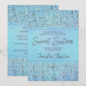 Barokke zilveren en blauwe Quinceanera uitnodiging (Voorkant / Achterkant)