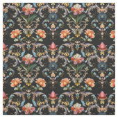 Barokke zwarte bloemendamast stof (Swatch)