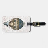 Barokonblauw blauw en room bagagelabel (Voorkant horizontaal)