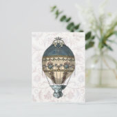 Barokonblauw blauw en room briefkaart (Staand voorkant)