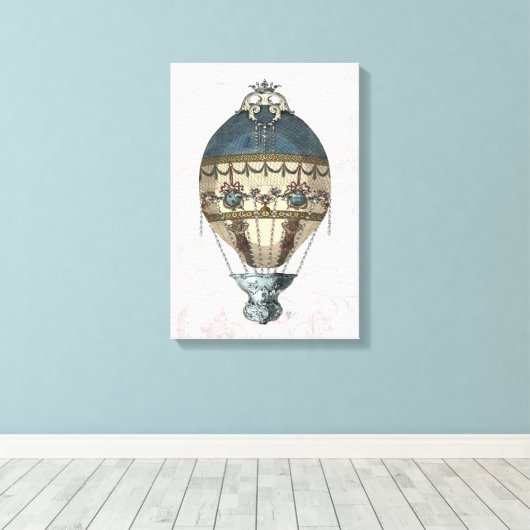 Barokonblauw blauw en room canvas afdruk (Insitu (Houten vloer))