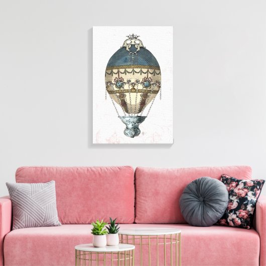 Barokonblauw blauw en room canvas afdruk (Insitu (Woonkamer))