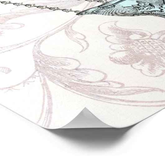 Barokonblauw blauw en room poster (Hoek)