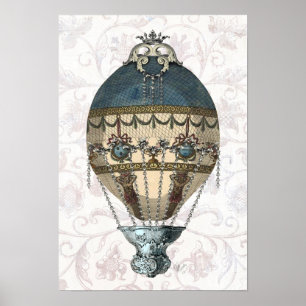 Barokonblauw blauw en room poster