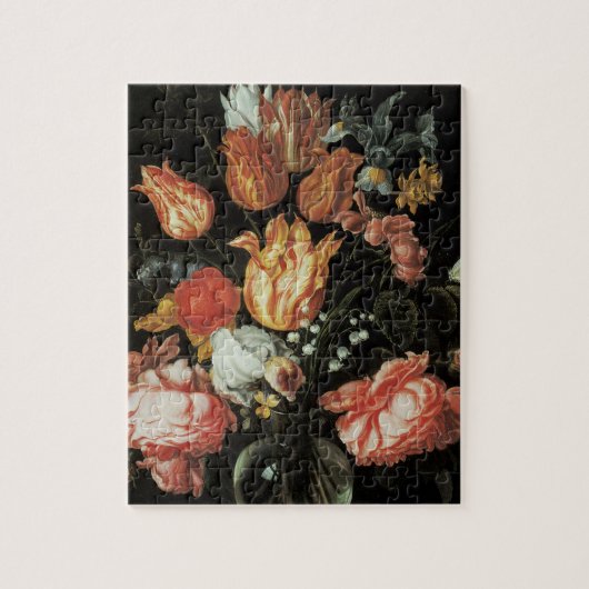  barokrembloemen, tulpen en Rozen in de Vase Legpuzzel (Verticaal)