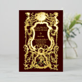 Barokrococo 1700's Floral Border met Cherubs Folie Uitnodiging (Staand Voorkant)