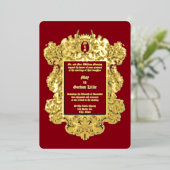 Barokrococo 17e-eeuwse Cherubs & Fruit Border Folie Uitnodiging (Staand Voorkant)