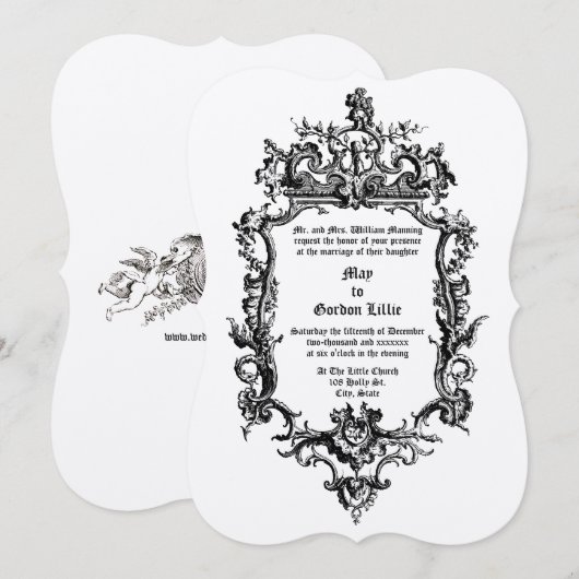 Barokrococo 18e-eeuwse draak Rocaille grens Kaart (Voorkant / Achterkant)