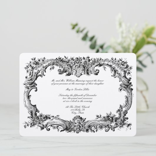 Barokrococo Bloemengrens Kaart (Staand voorkant)