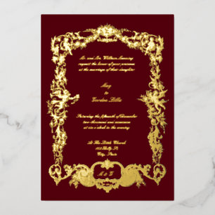  barokrococo bloemenkransen & cherubs folie uitnodiging