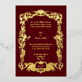  barokrococo bloemenkransen & cherubs folie uitnodiging (Voorkant)