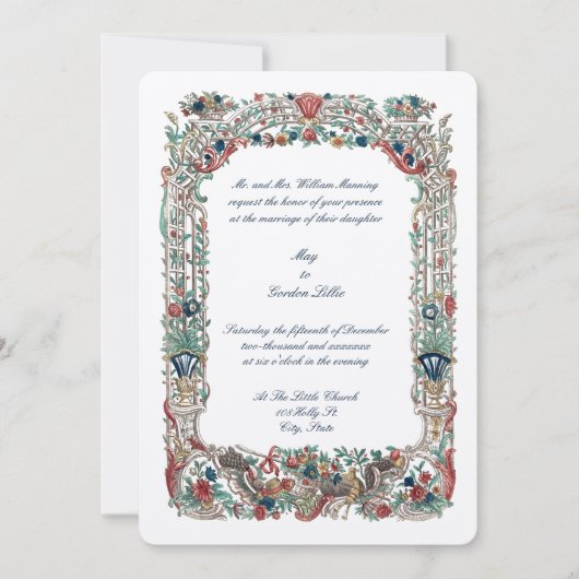 Barokrococo kleur Floral Altar Border Kaart (Voorkant)