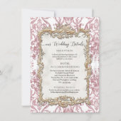 Barokrococo roze n gouden bloemdetails kaart (Voorkant)