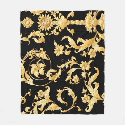 Barokrococo, Victoriaans bloemmotief. Fleece Deken (Voorkant)