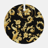 Barokrococo, Victoriaans bloemmotief. Glas Ornament (Achterkant)