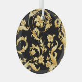 Barokrococo, Victoriaans bloemmotief. Glas Ornament (Voorkant Rechts)