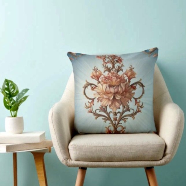 Barokroos  kussen (Baroque Rose Throw Pillow High quality 100% polyester hidden zipper enclosure.)