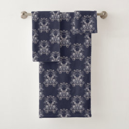 barokstijl floral navy patroon . bad handdoek
