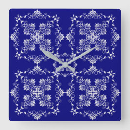 Barokstijl patroon.Kerstmotief. Vierkante Klok