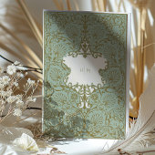 barokstijl sage beige bruiloft kaart