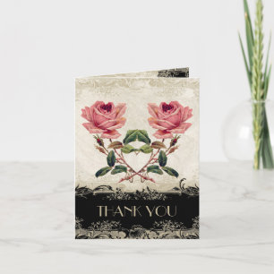Barokstijl Vintage Roze Zwarte Dankkaartjes Bedankkaart