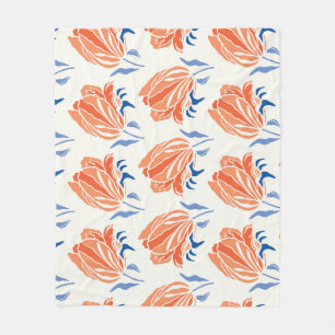 Baroktulp: Botanische Vintage Linocut Fleece Deken