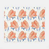 Baroktulp: Botanische Vintage Linocut Fleece Deken (Voorkant (Horizontaal))