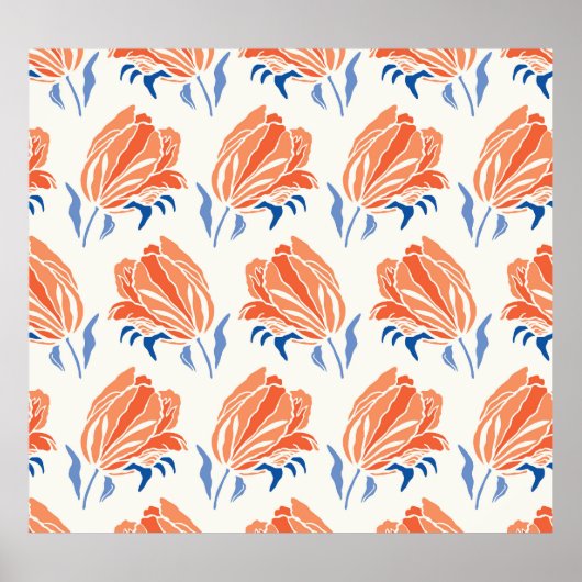 Baroktulp: Botanische Vintage Linocut Poster (Voorkant)