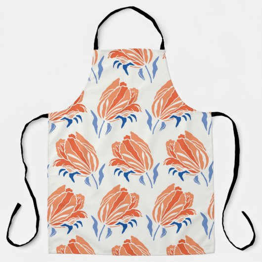 Baroktulp: Botanische Vintage Linocut Schort (Voorkant)
