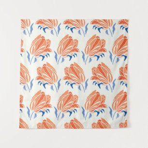 Baroktulp: Botanische Vintage Linocut Wandkleed