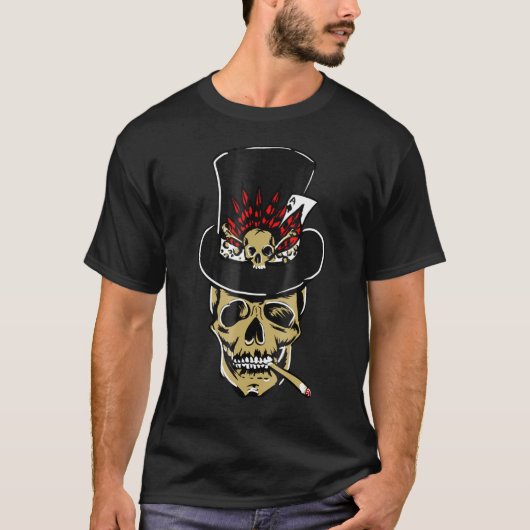 Baron Samedi Ace Of Spades Skull Black Voodoo T-shirt (Voorkant)