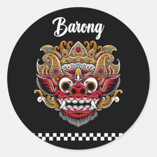 Barong Bali Classic Round Sticker (Voorkant)