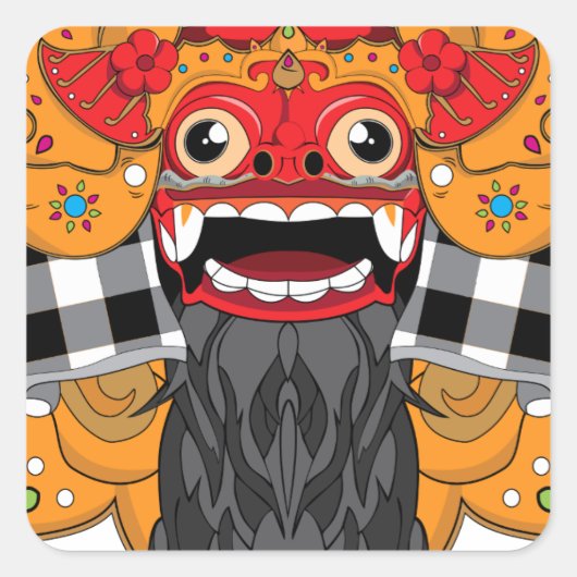 Barong Bali Vierkante Sticker (Voorkant)