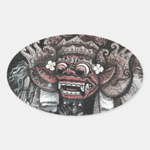 Barong en Rangda Bali Ovale Sticker