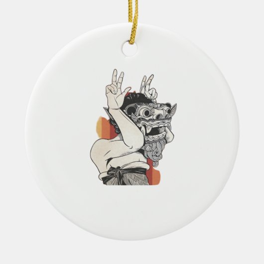 Barong Peekaboo Keramisch Ornament (Voorkant)